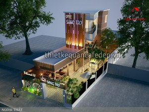 Thiết kế quán cafe sân vườn hiện đại